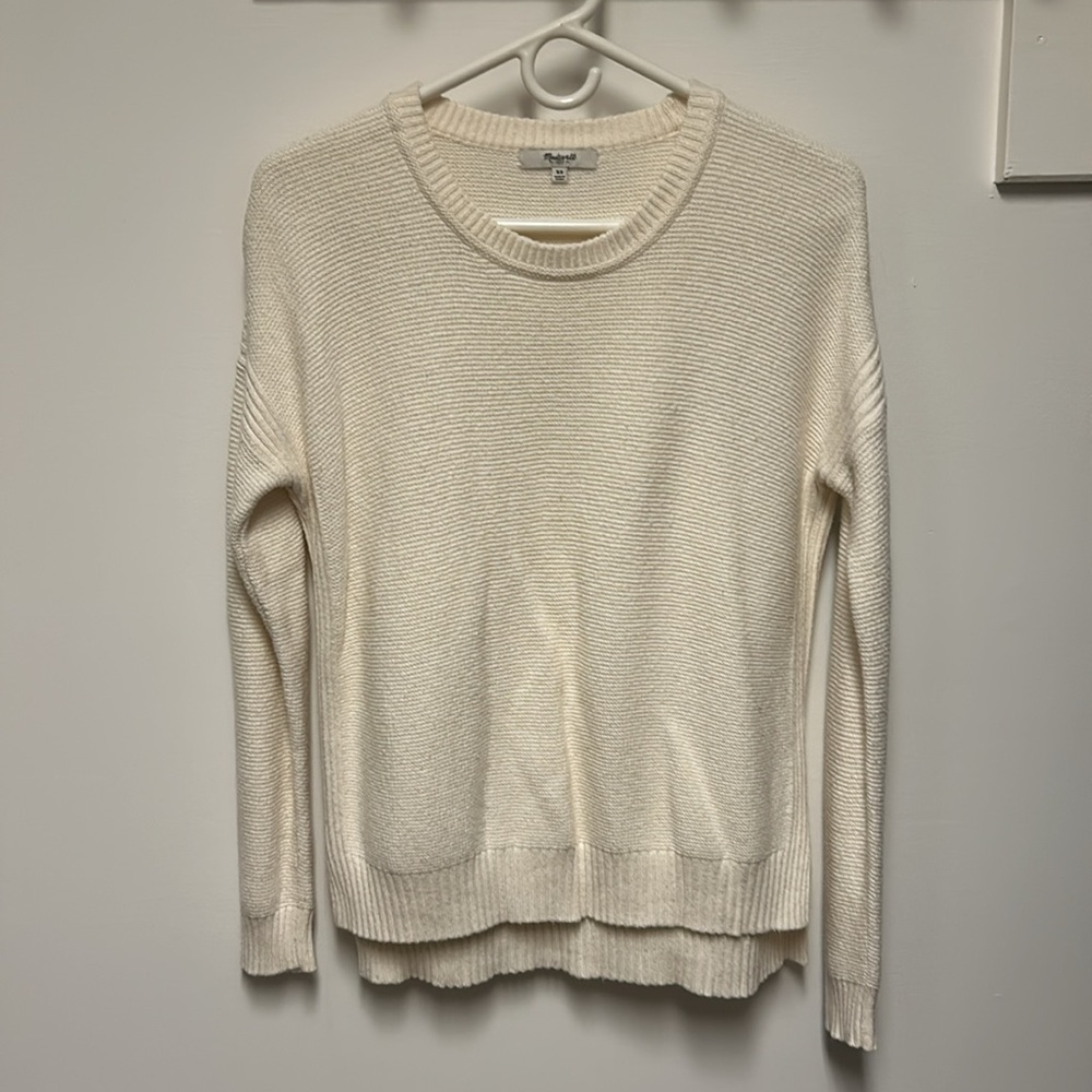 Madewell pullover sweater in ivory/cream. Cotton beach-weight sweater.
